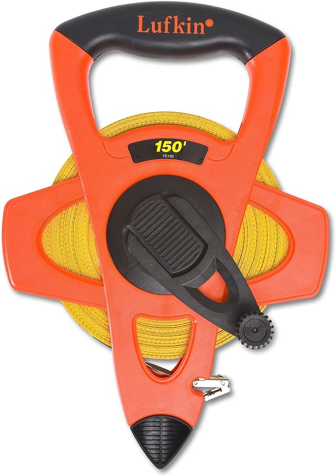 Lufkin 1/2" x 200' Engineer’s Fiberglass Tape – Hi-Viz Orange, 10ths/100ths