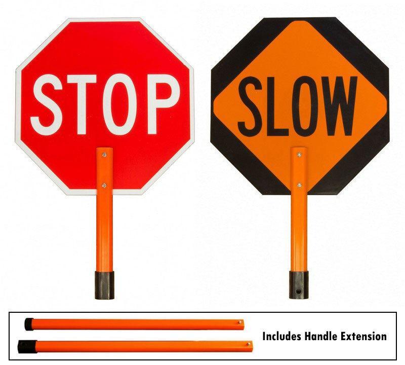 Dicke Safety 18" Standard Paddle Sign Kit (Stop & Slow, Full Length Extension)