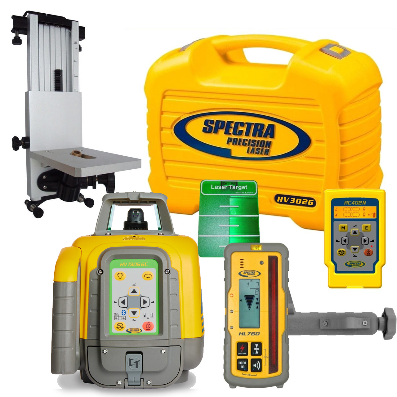 Spectra Precision HV1305GC-7 Green Beam Laser Interior / Exterior Package with Deluxe HL760U Receiver