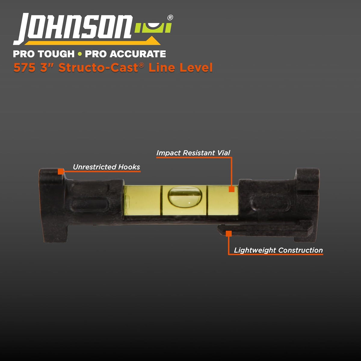 Johnson Level & Tool 575 Structo-Cast Line Level, 3", 1 Level