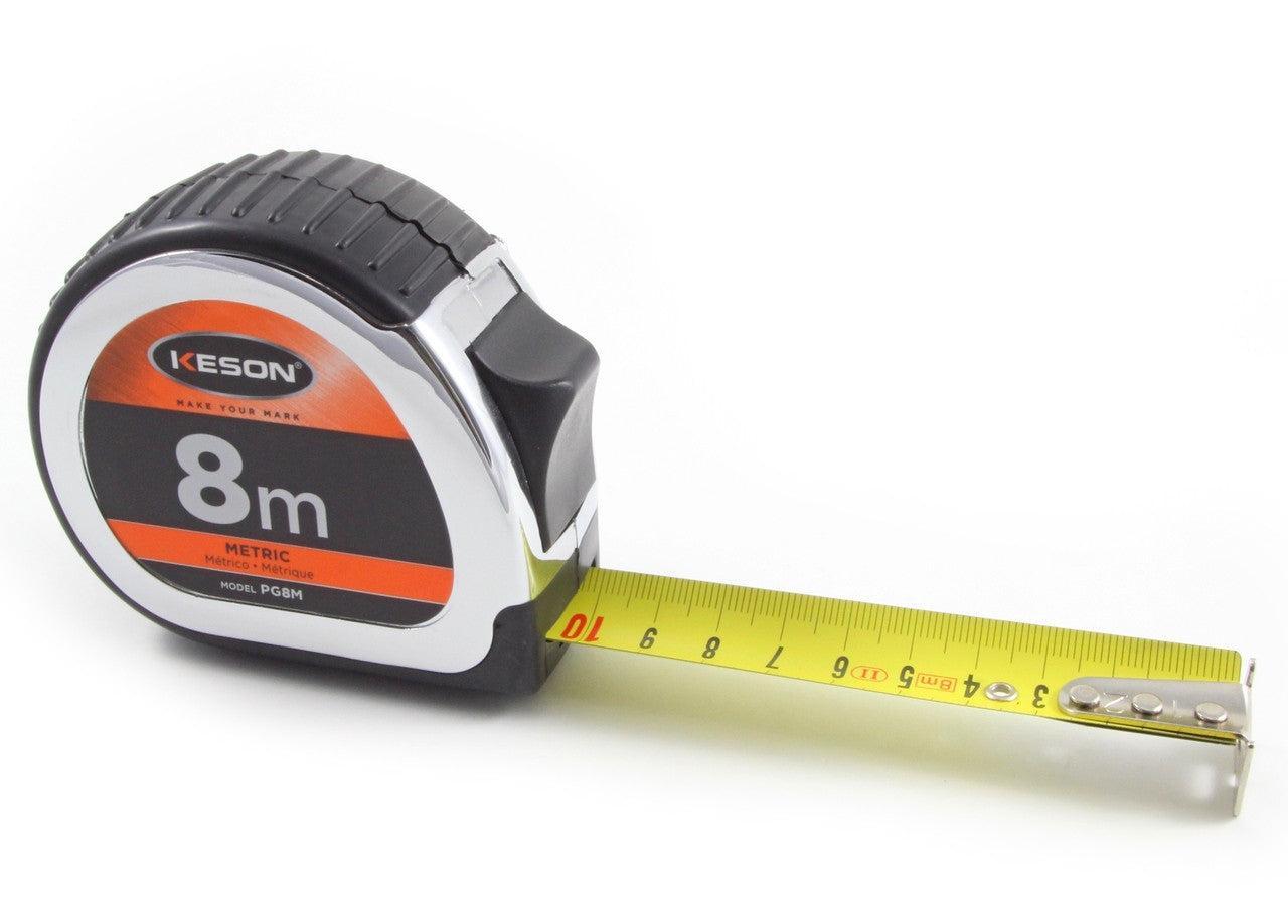 Keson 8m x 25mm Chrome Series Tape Measure - Metric