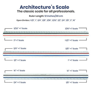 Pacific Arc Architect Triangle Scale Ruler 12 Inch - T-5120