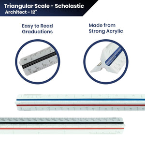 Pacific Arc Architect Triangle Scale Ruler 12 Inch - T-5120