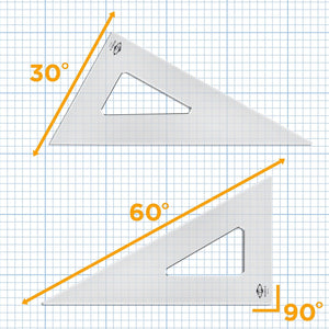 ALVIN Drafting Triangle, Smoke, Beveled, 30/60 Degrees, 12 in, SK360-12