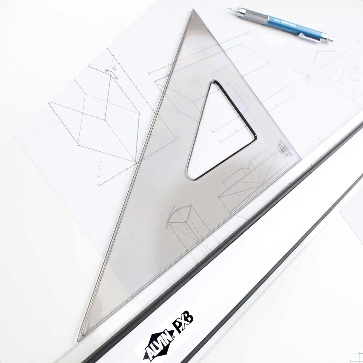 ALVIN Drafting Triangle, Smoke, Beveled, 30/60 Degrees, 12 in, SK360-12