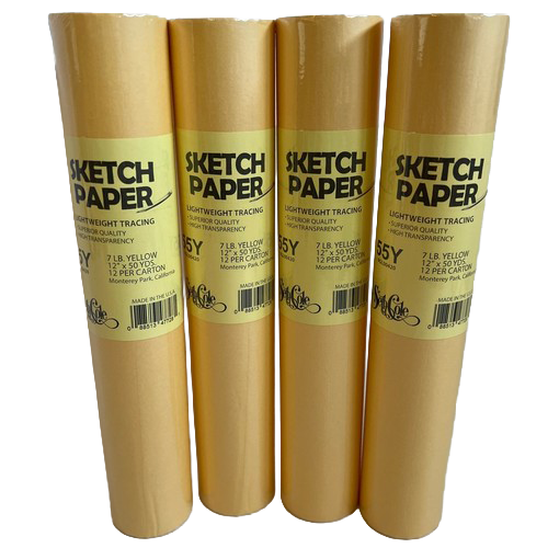 Seth Cole 55Y 7lb 18"x50yds Yellow Sketch Paper Roll 1" Core (9GL00440)