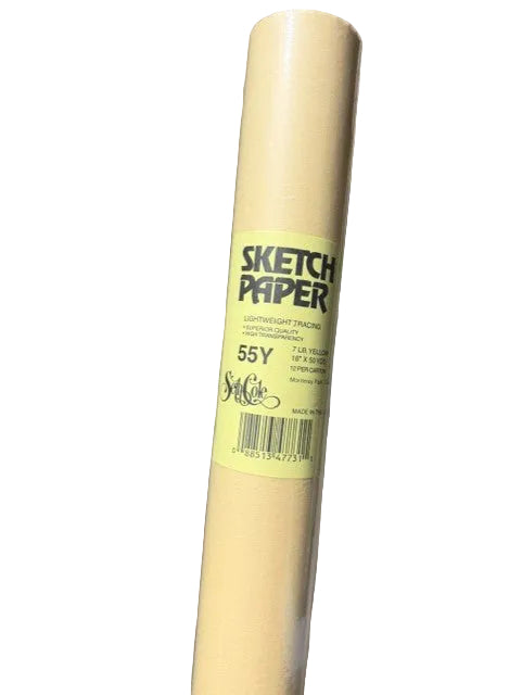 Seth Cole 55Y 7lb 18"x50yds Yellow Sketch Paper Roll 1" Core (9GL00440)