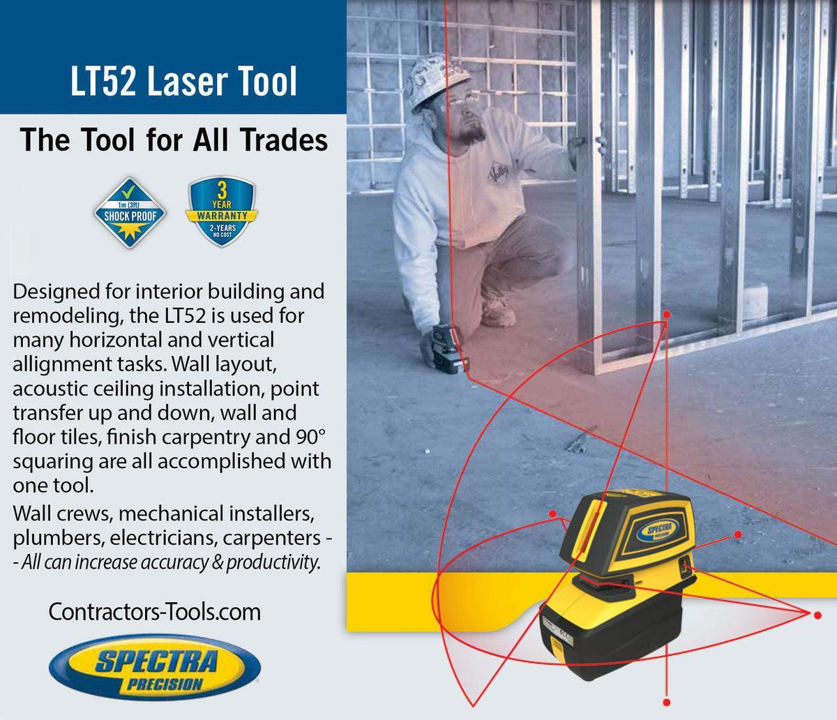 Spectra LT52 Red Laser with Cross Line and 5 Alignment Points