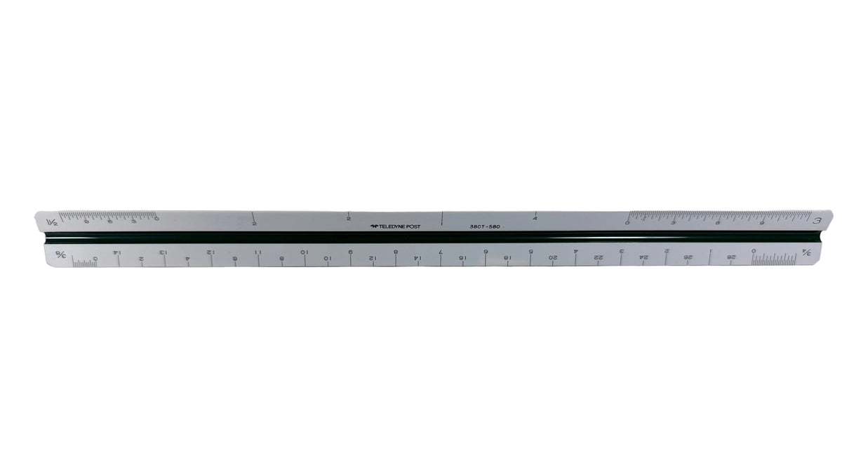 Teledyne Post 38CT-580 Drafting Engineering Triangle Ruler With Clear Case