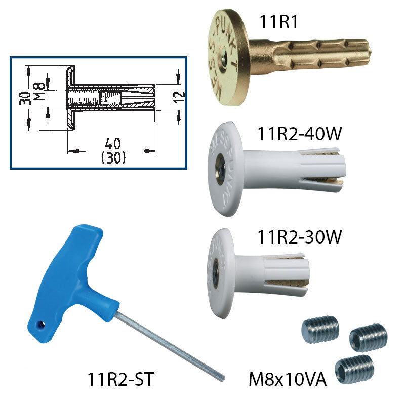 11R wall bolts with M8 female thread