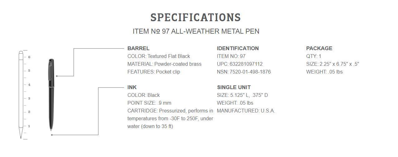 Rite in the Rain All-Weather Metal Pen No97